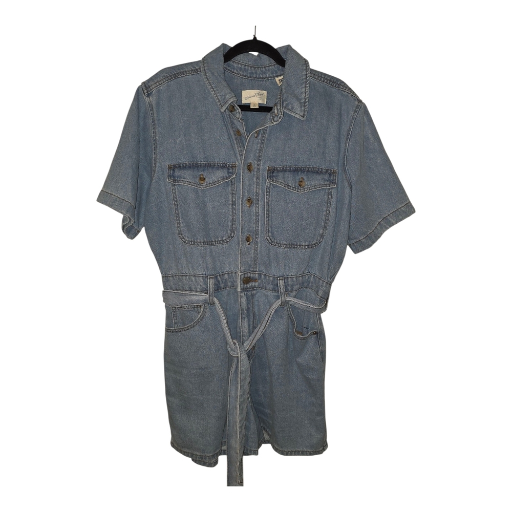 Universal Thread Light Blue Denim Short-Sleeve Romper